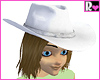 White Cowgirl Hat w/ Brown Hair