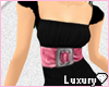 L*Pink/black Belted Top