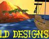 volcano island & ship
