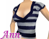 Striped V-neck NAVY BLUE
