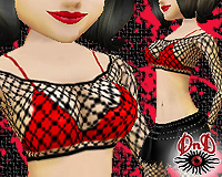 Fishnet Top w/Red Bra