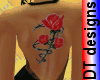 DT red rose with thorns back tattoo